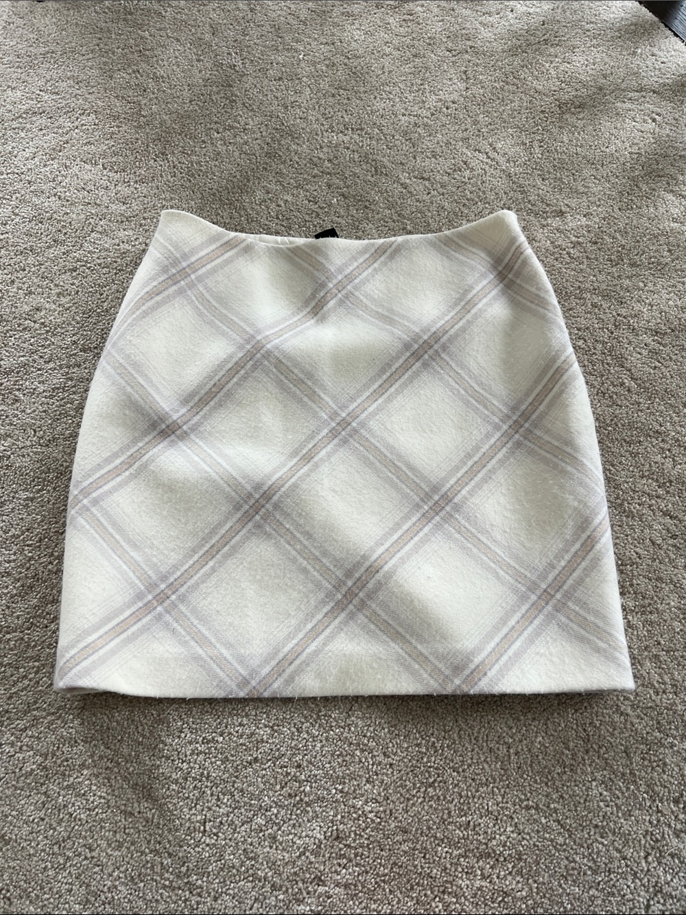 White House Black Market Cream Plaid Mini Skirt